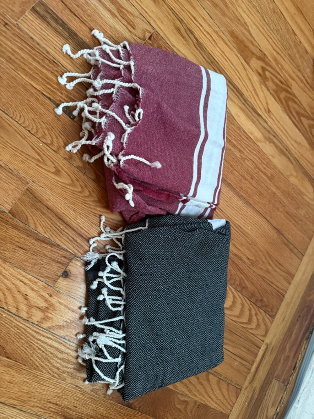 NWOT Turkish beach towels from Biarritz France  - Burgundy and black with White